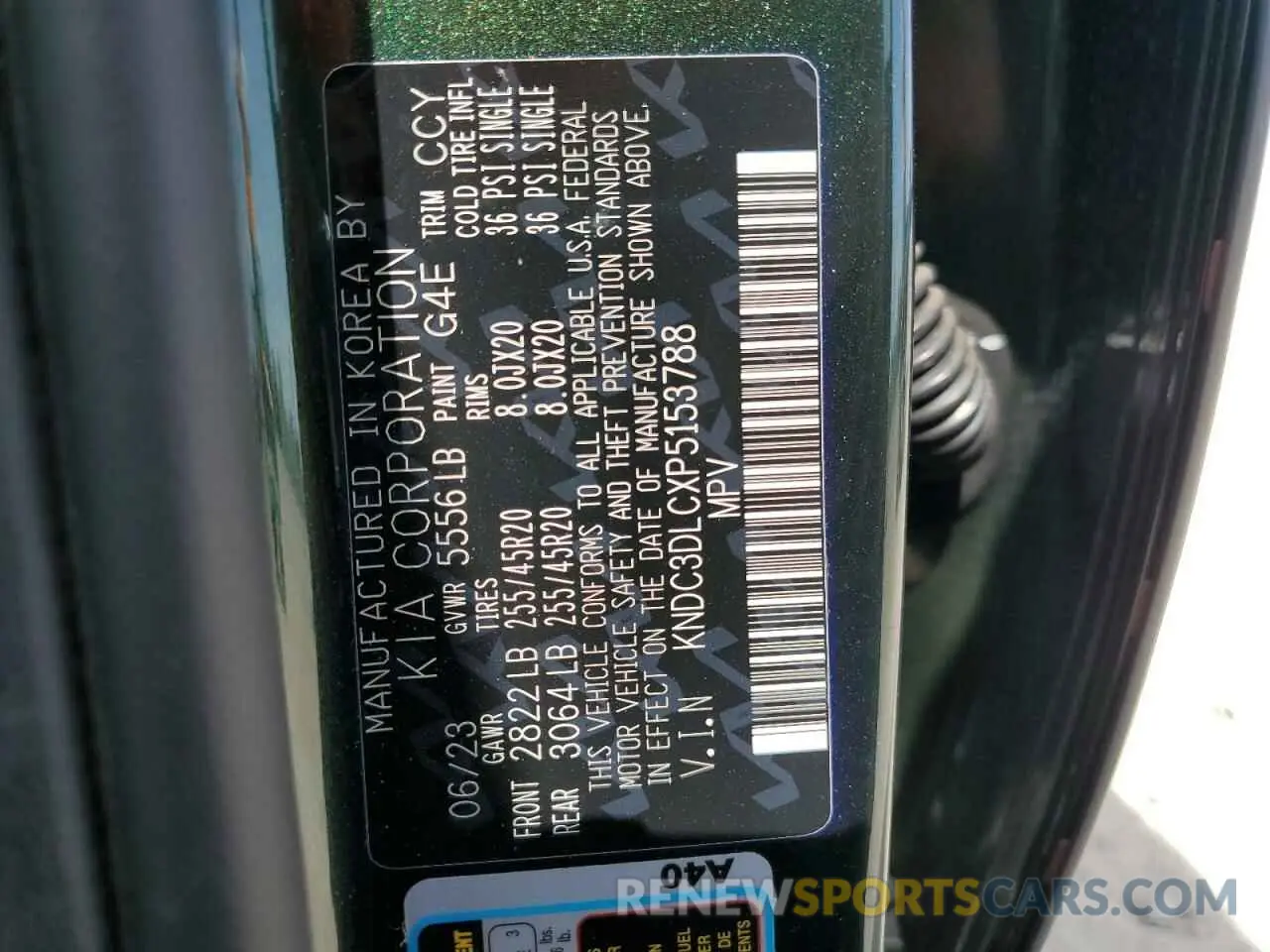 14 Photograph of a damaged car KNDC3DLCXP5153788 KIA EV6 LIGHT 2023