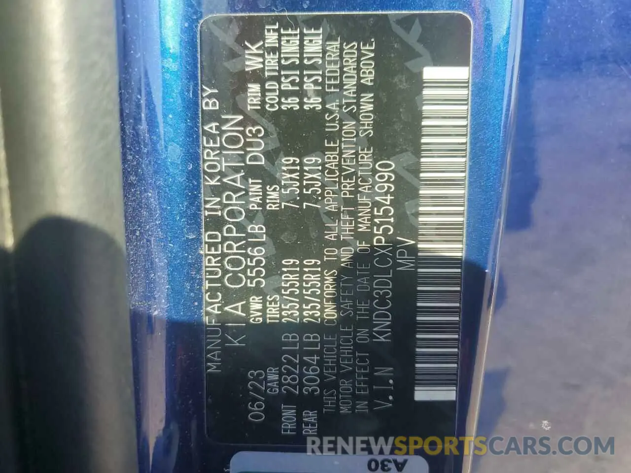 13 Photograph of a damaged car KNDC3DLCXP5154990 KIA EV6 LIGHT 2023