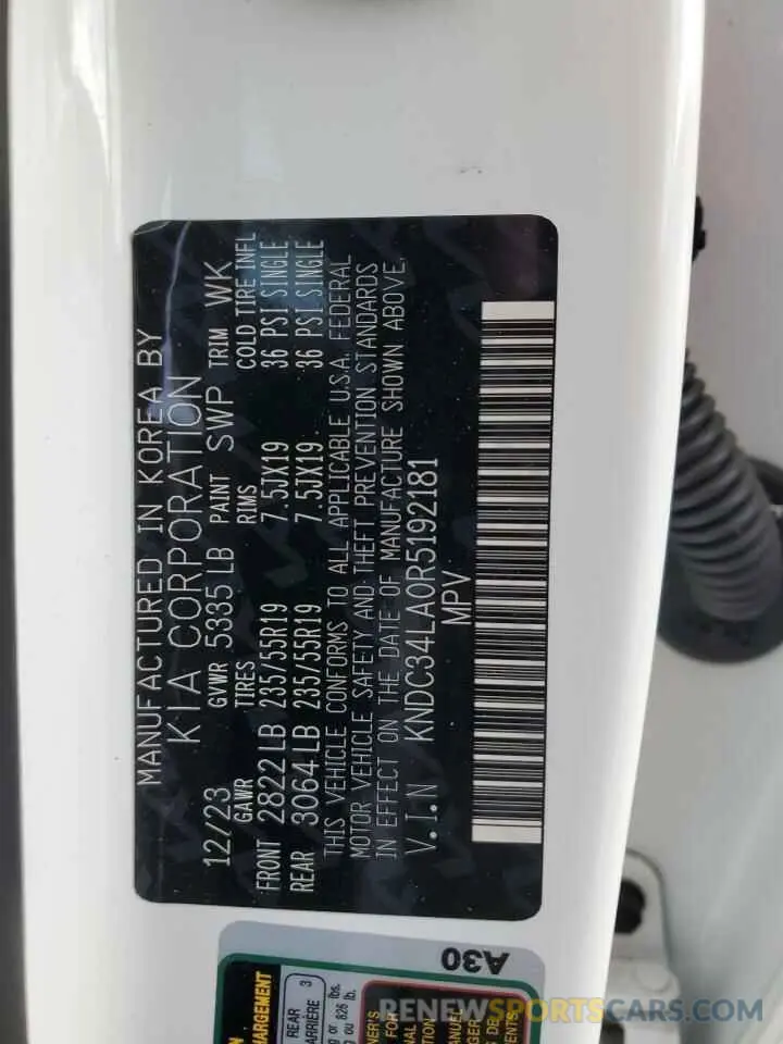 12 Photograph of a damaged car KNDC34LA0R5192181 KIA EV6 LIGHT 2024