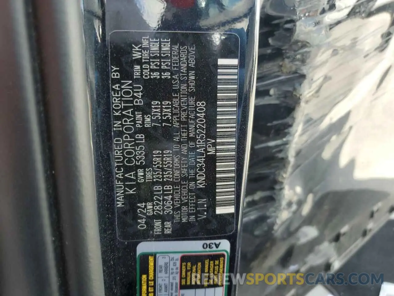 15 Photograph of a damaged car KNDC34LA1R5220408 KIA EV6 LIGHT 2024