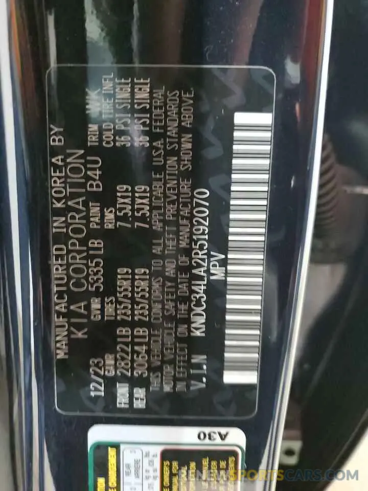 13 Photograph of a damaged car KNDC34LA2R5192070 KIA EV6 LIGHT 2024