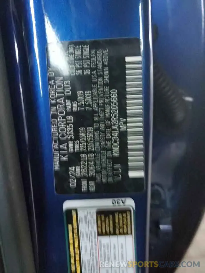 12 Photograph of a damaged car KNDC34LA2R5205660 KIA EV6 LIGHT 2024