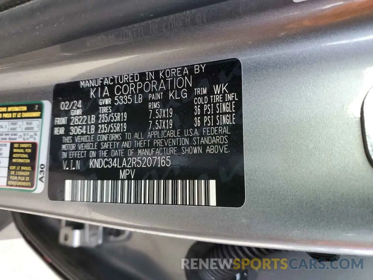 13 Photograph of a damaged car KNDC34LA2R5207165 KIA EV6 LIGHT 2024