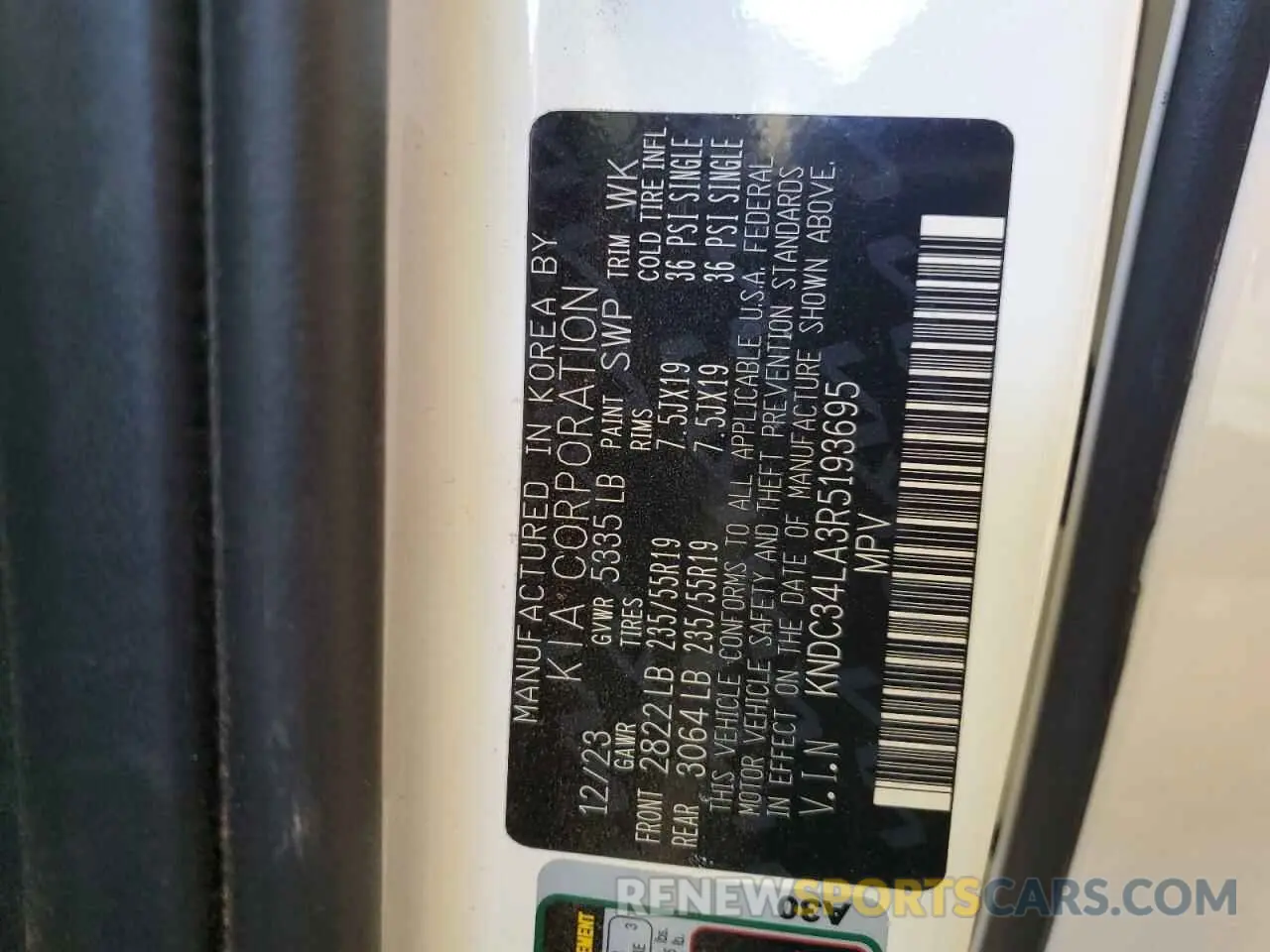 12 Photograph of a damaged car KNDC34LA3R5193695 KIA EV6 LIGHT 2024