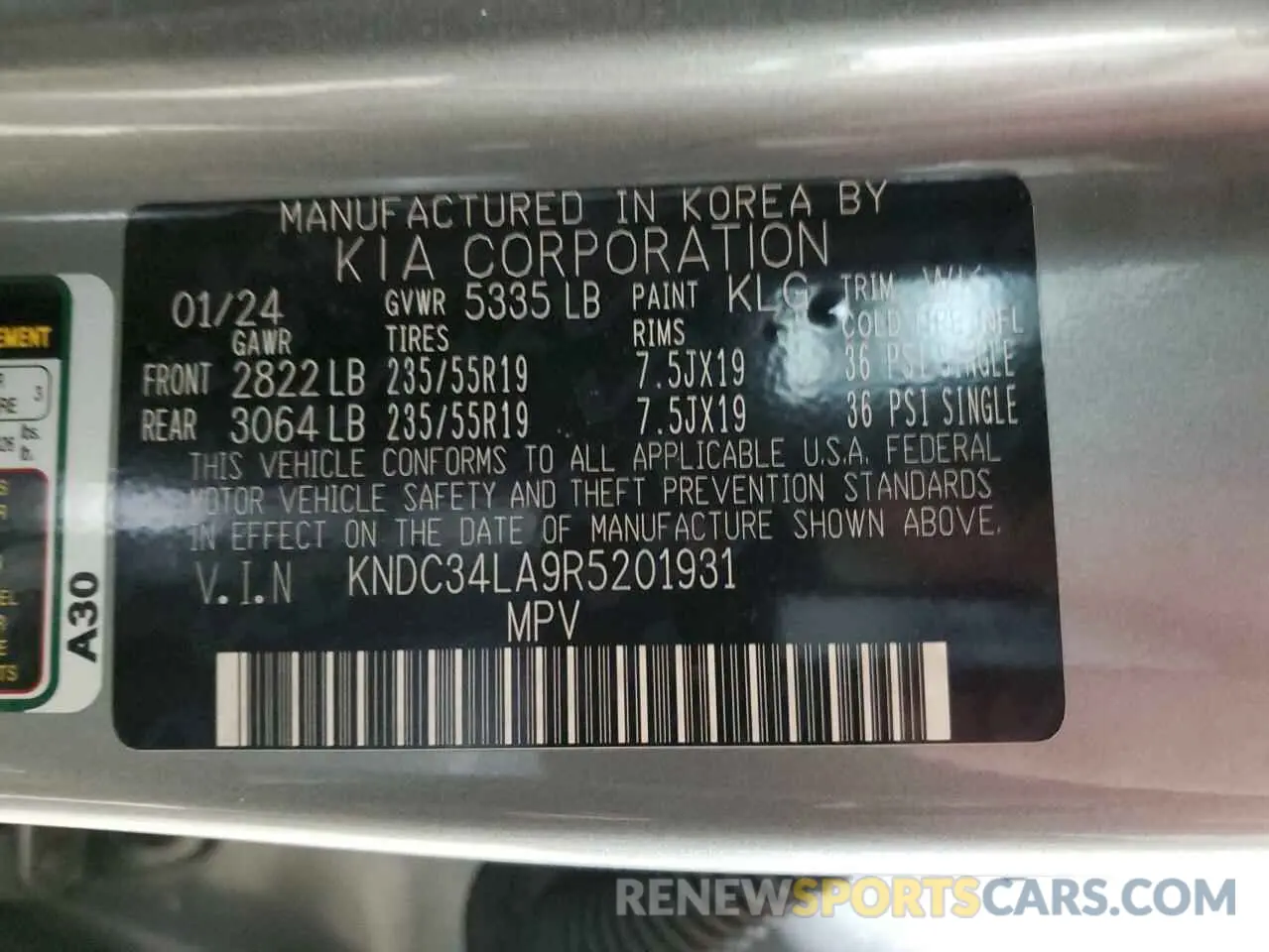 14 Photograph of a damaged car KNDC34LA9R5201931 KIA EV6 LIGHT 2024