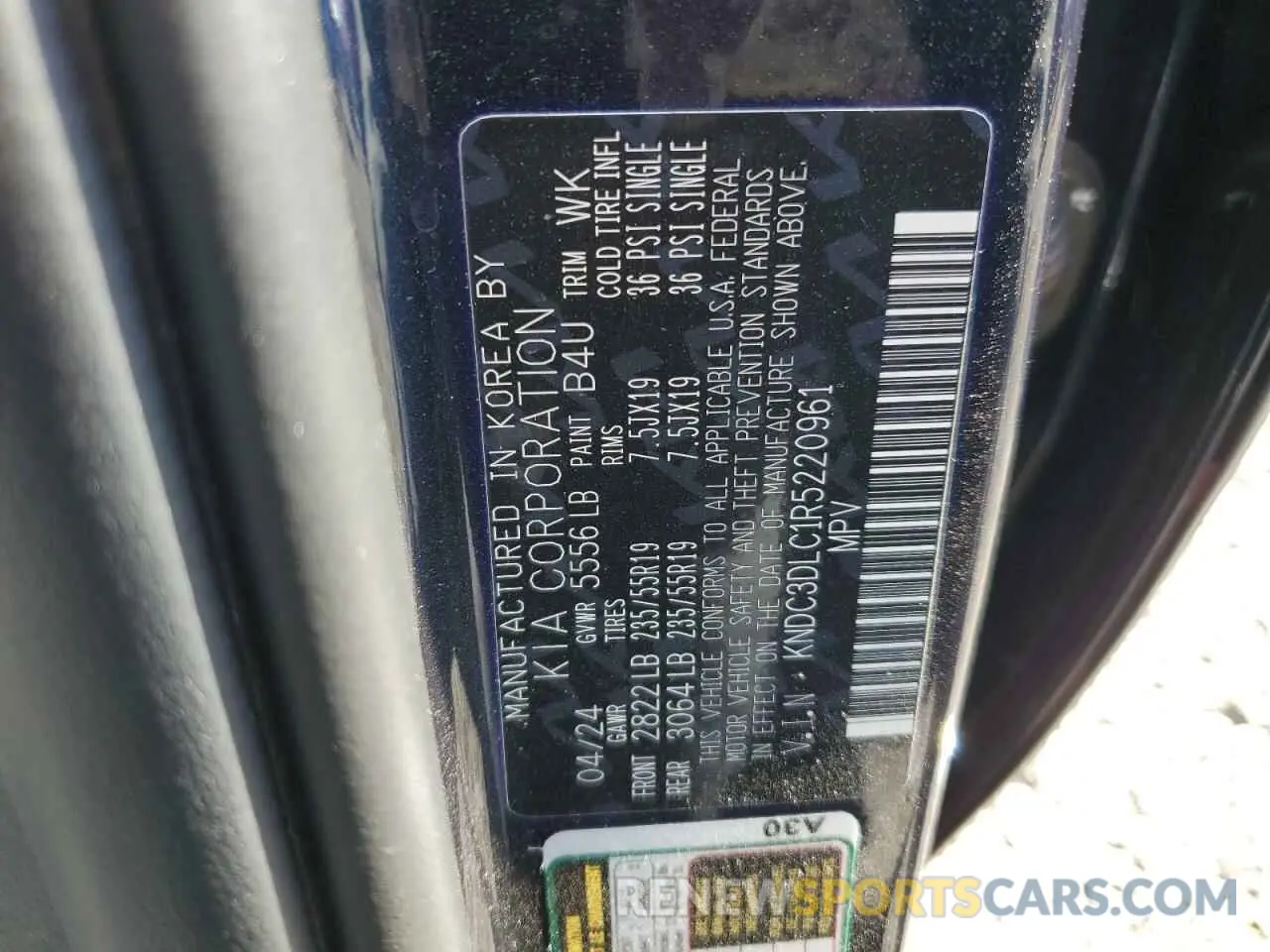 13 Photograph of a damaged car KNDC3DLC1R5220961 KIA EV6 LIGHT 2024