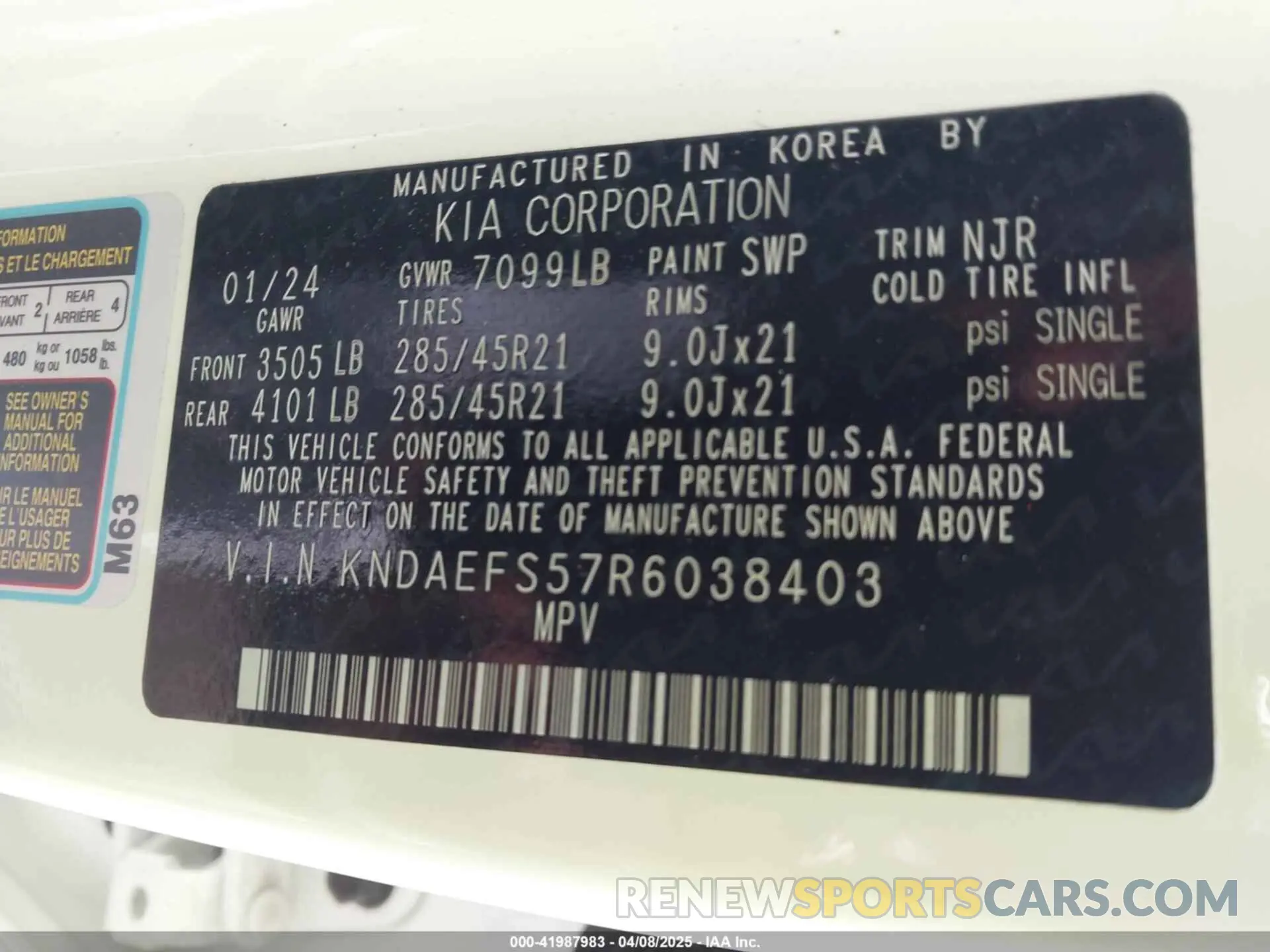 9 Photograph of a damaged car KNDAEFS57R6038403 KIA EV9 2024