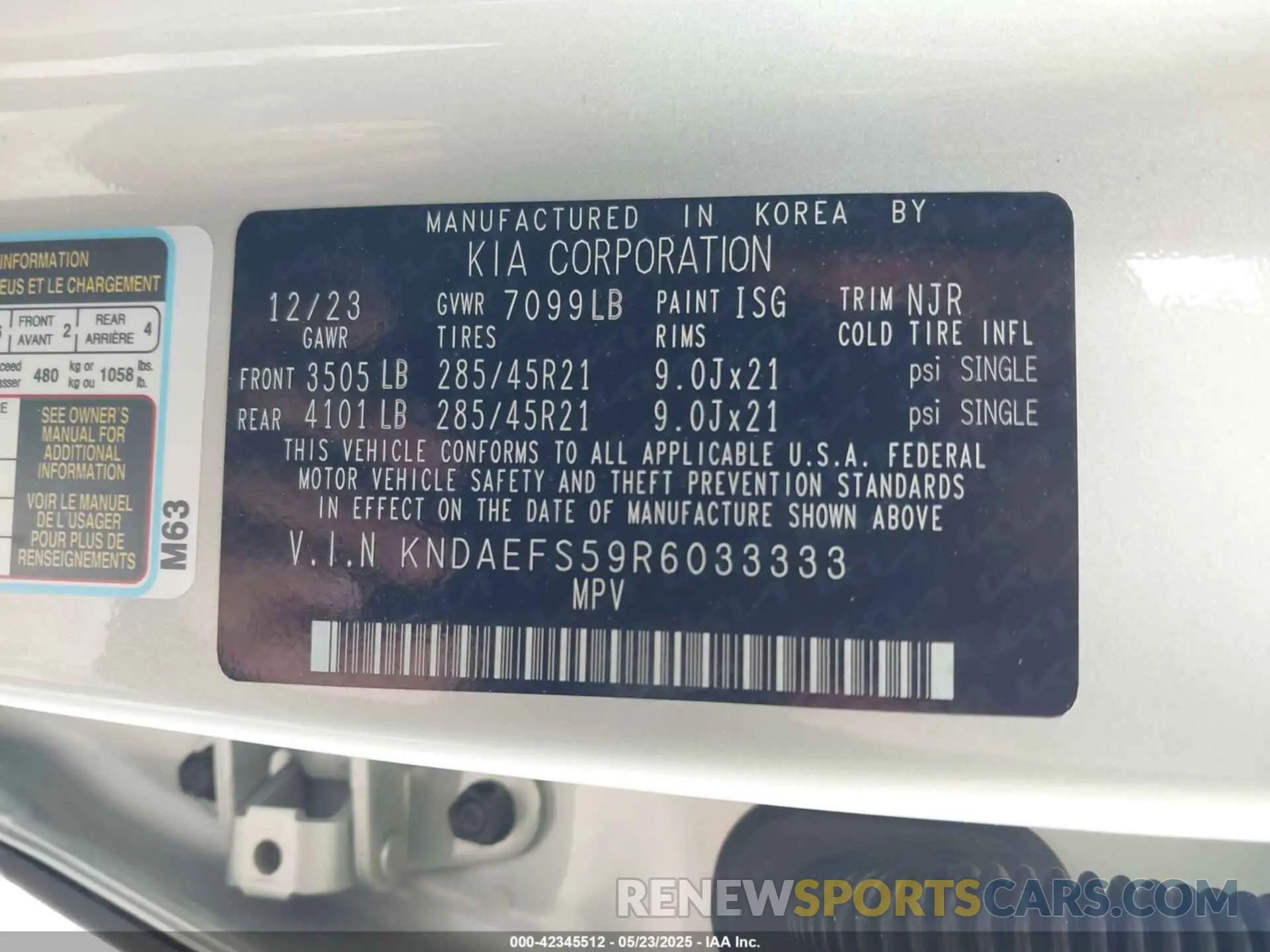 9 Photograph of a damaged car KNDAEFS59R6033333 KIA EV9 2024