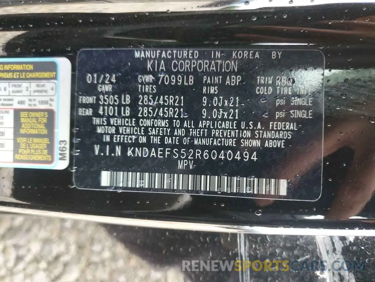 13 Photograph of a damaged car KNDAEFS52R6040494 KIA EV9 GT LIN 2024