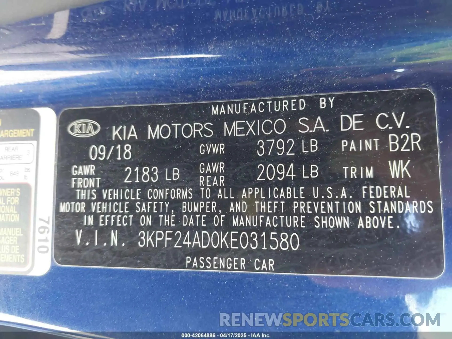 9 Photograph of a damaged car 3KPF24AD0KE031580 KIA FORTE 2019