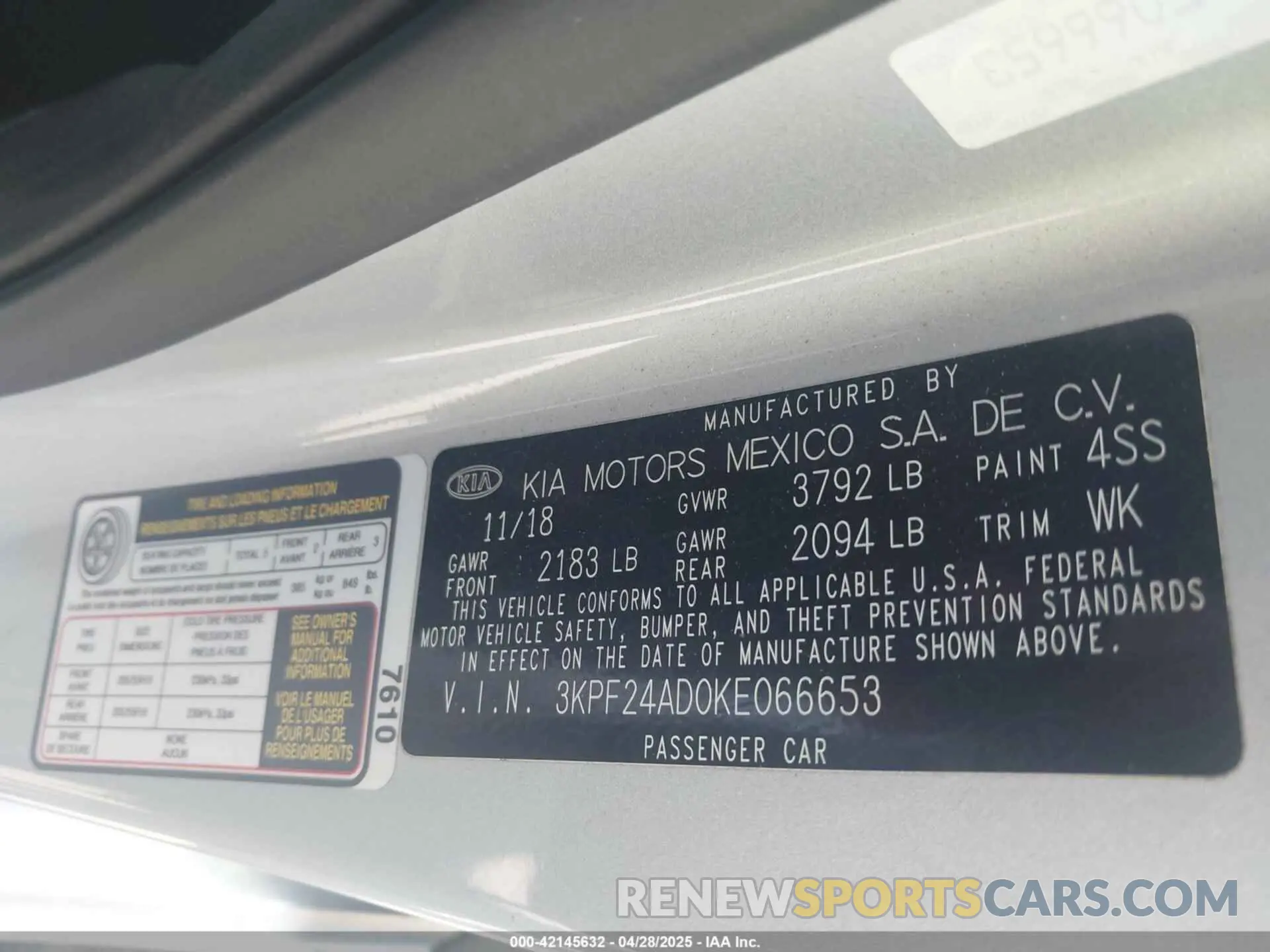 9 Photograph of a damaged car 3KPF24AD0KE066653 KIA FORTE 2019