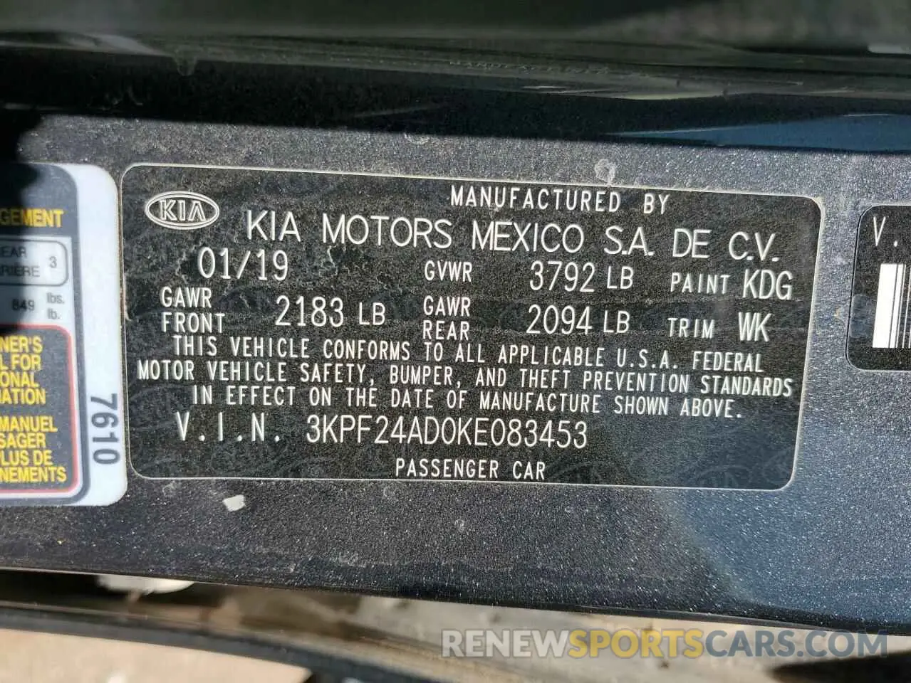 15 Photograph of a damaged car 3KPF24AD0KE083453 KIA FORTE 2019