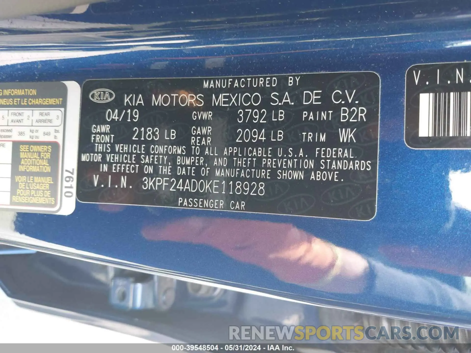 9 Photograph of a damaged car 3KPF24AD0KE118928 KIA FORTE 2019