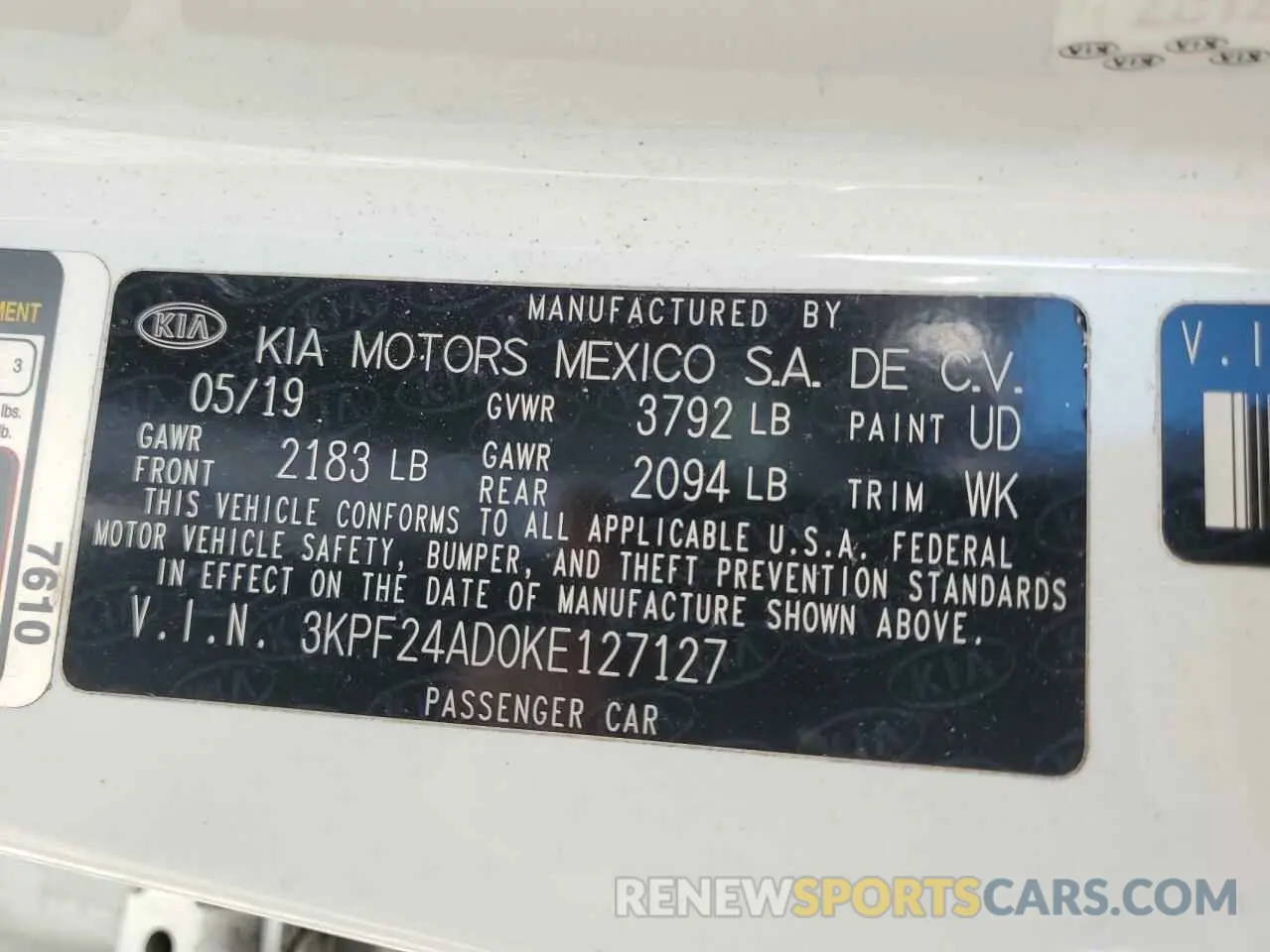 13 Photograph of a damaged car 3KPF24AD0KE127127 KIA FORTE 2019