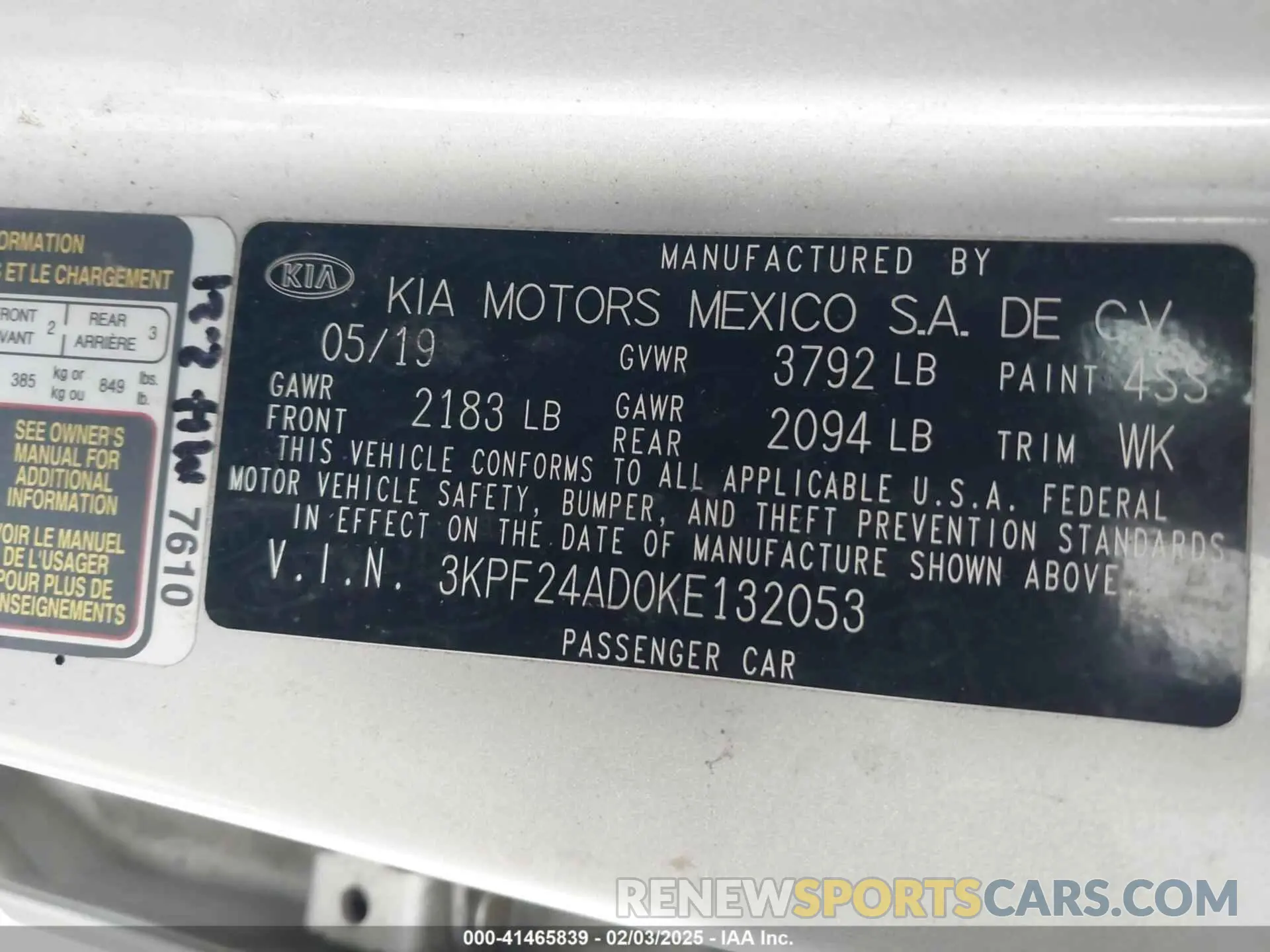 9 Photograph of a damaged car 3KPF24AD0KE132053 KIA FORTE 2019