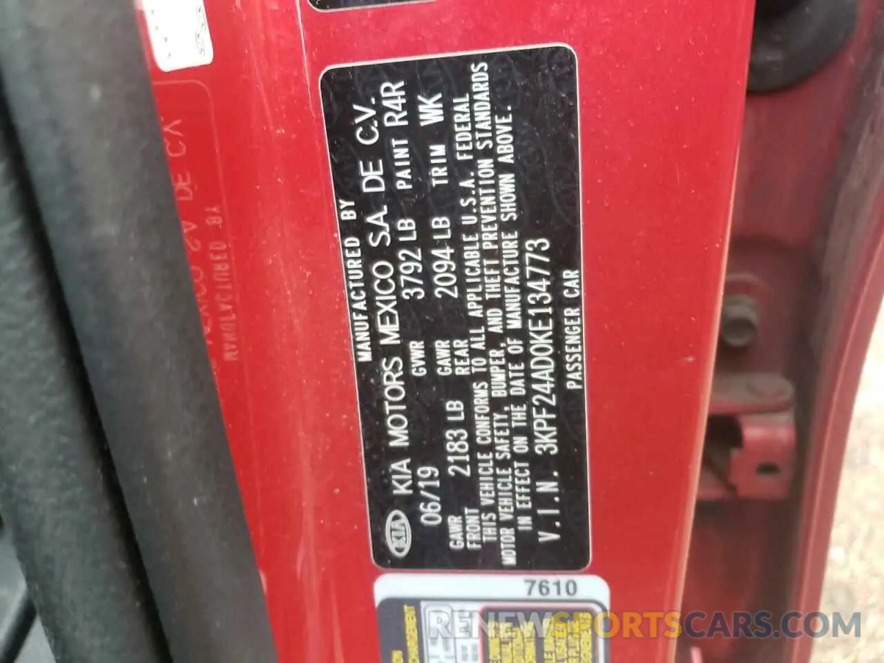 12 Photograph of a damaged car 3KPF24AD0KE134773 KIA FORTE 2019