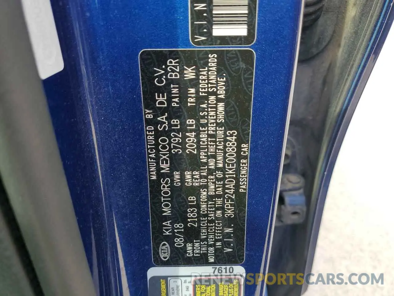 12 Photograph of a damaged car 3KPF24AD1KE008843 KIA FORTE 2019