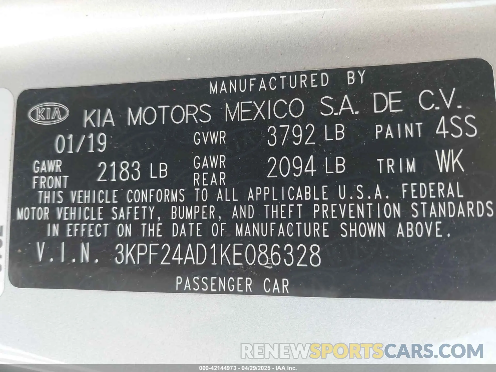 9 Photograph of a damaged car 3KPF24AD1KE086328 KIA FORTE 2019