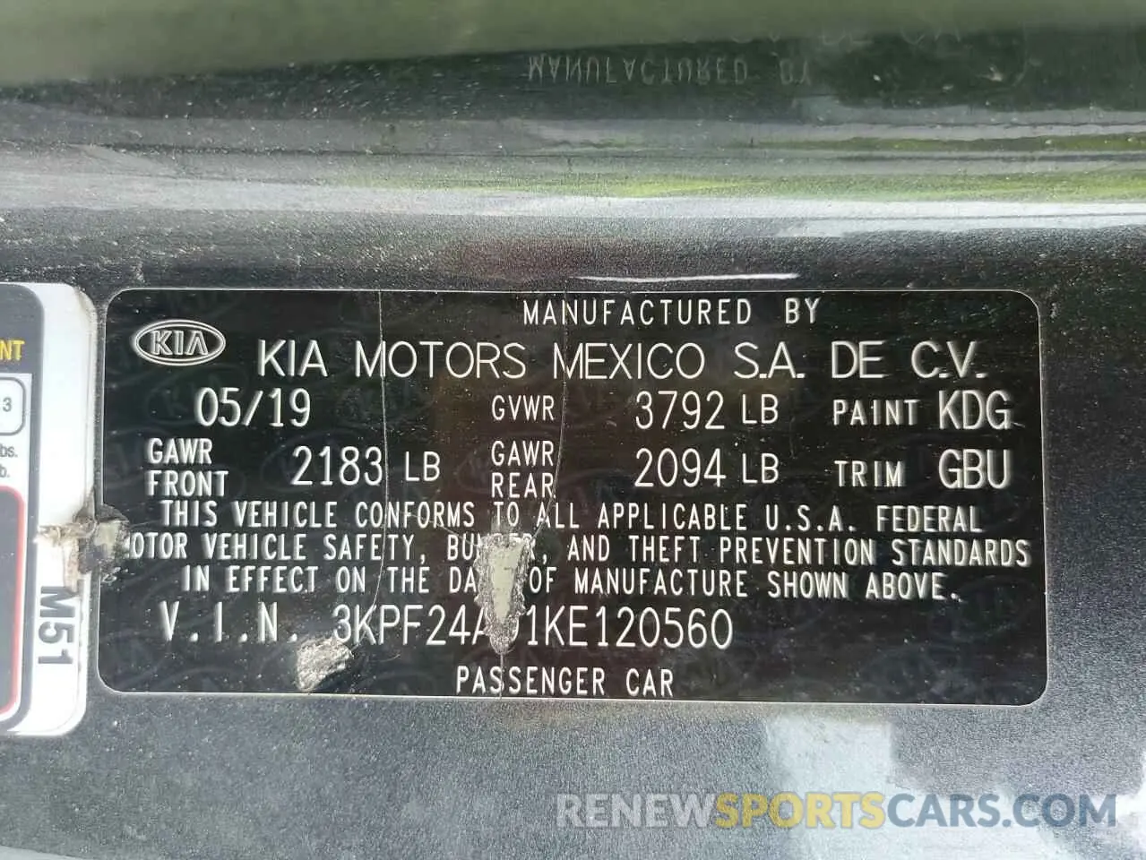 13 Photograph of a damaged car 3KPF24AD1KE120560 KIA FORTE 2019