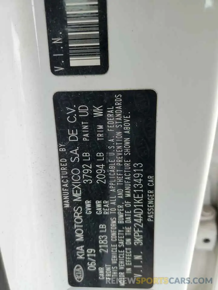 12 Photograph of a damaged car 3KPF24AD1KE134913 KIA FORTE 2019