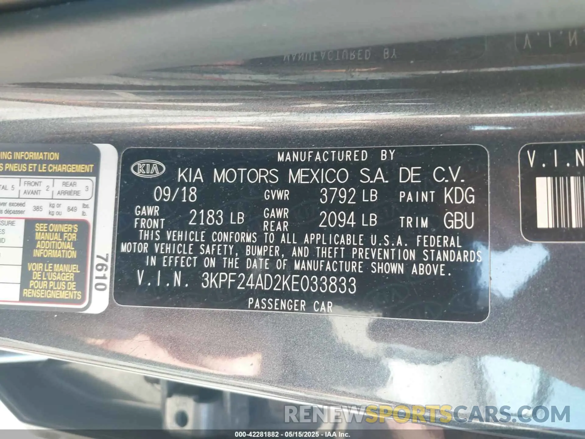 9 Photograph of a damaged car 3KPF24AD2KE033833 KIA FORTE 2019