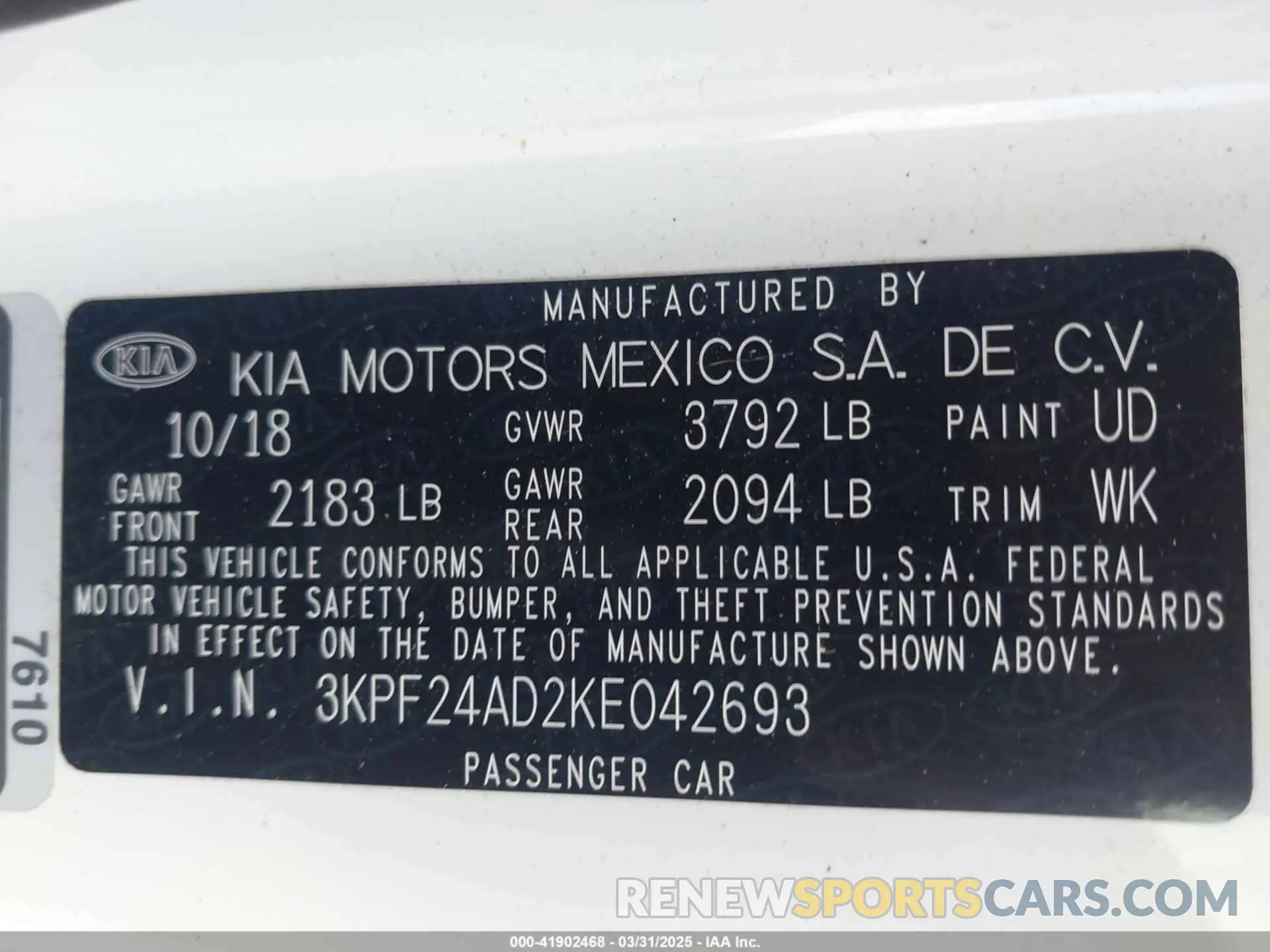 9 Photograph of a damaged car 3KPF24AD2KE042693 KIA FORTE 2019