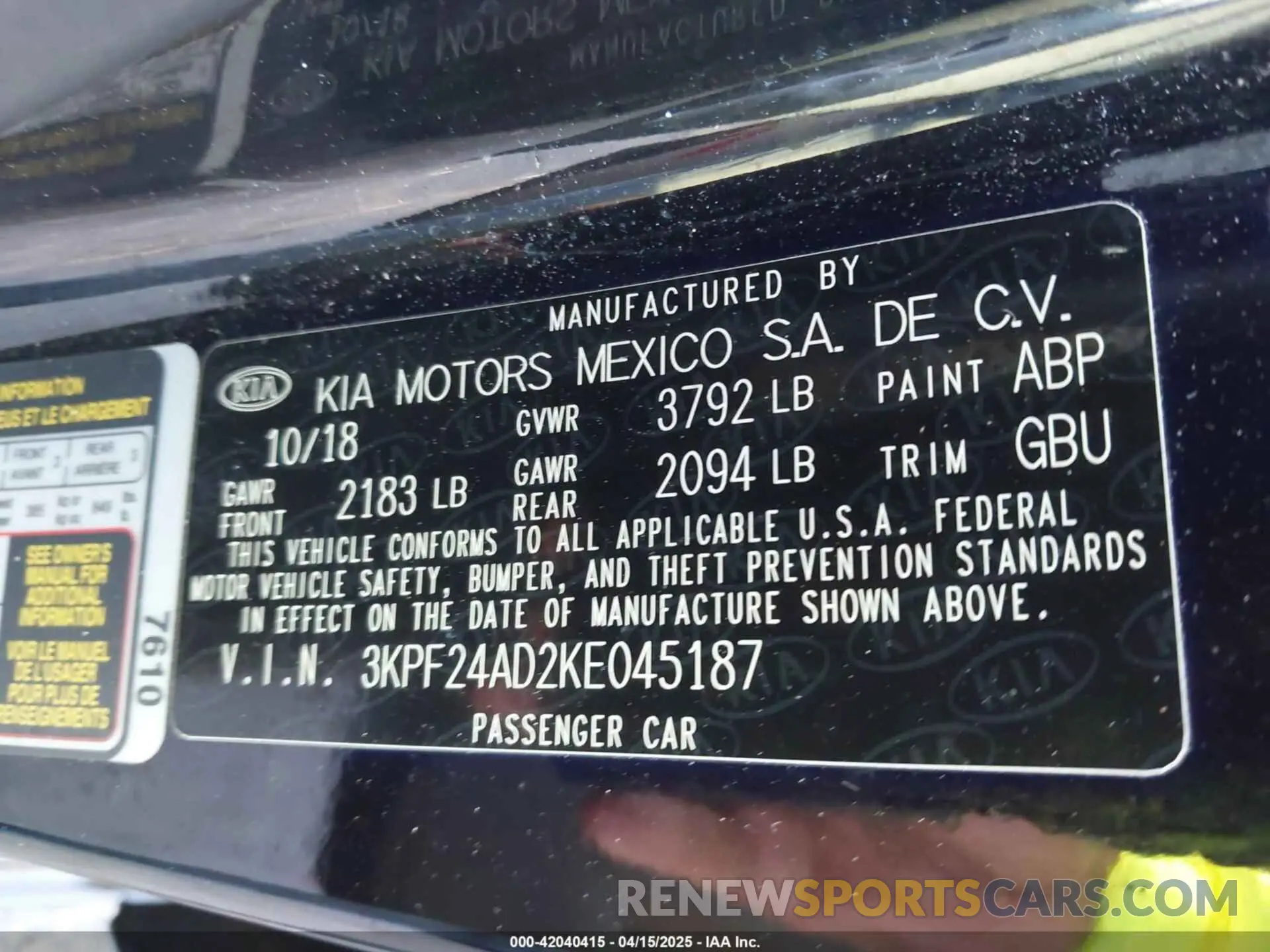 9 Photograph of a damaged car 3KPF24AD2KE045187 KIA FORTE 2019