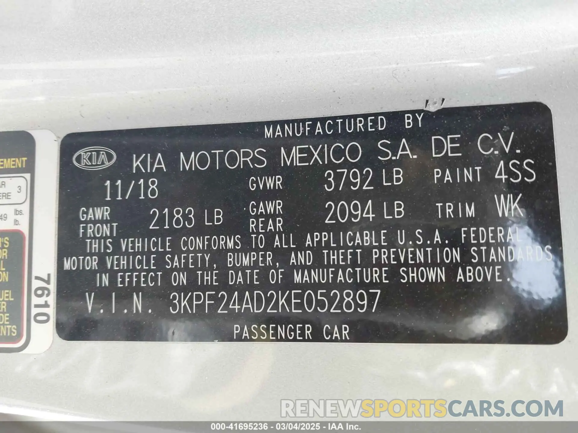 9 Photograph of a damaged car 3KPF24AD2KE052897 KIA FORTE 2019