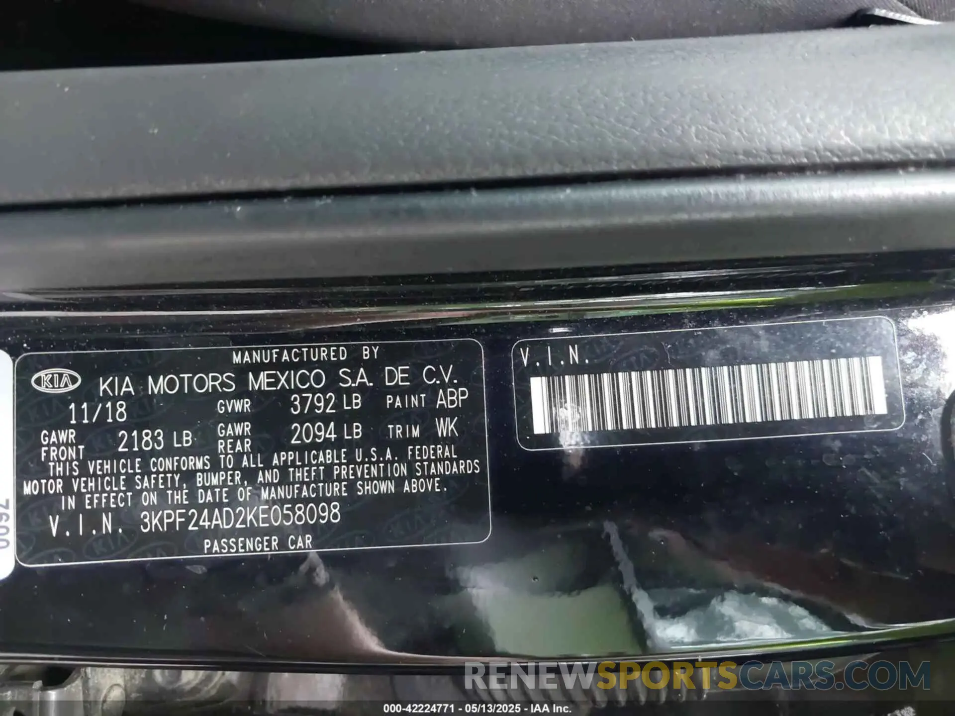 9 Photograph of a damaged car 3KPF24AD2KE058098 KIA FORTE 2019