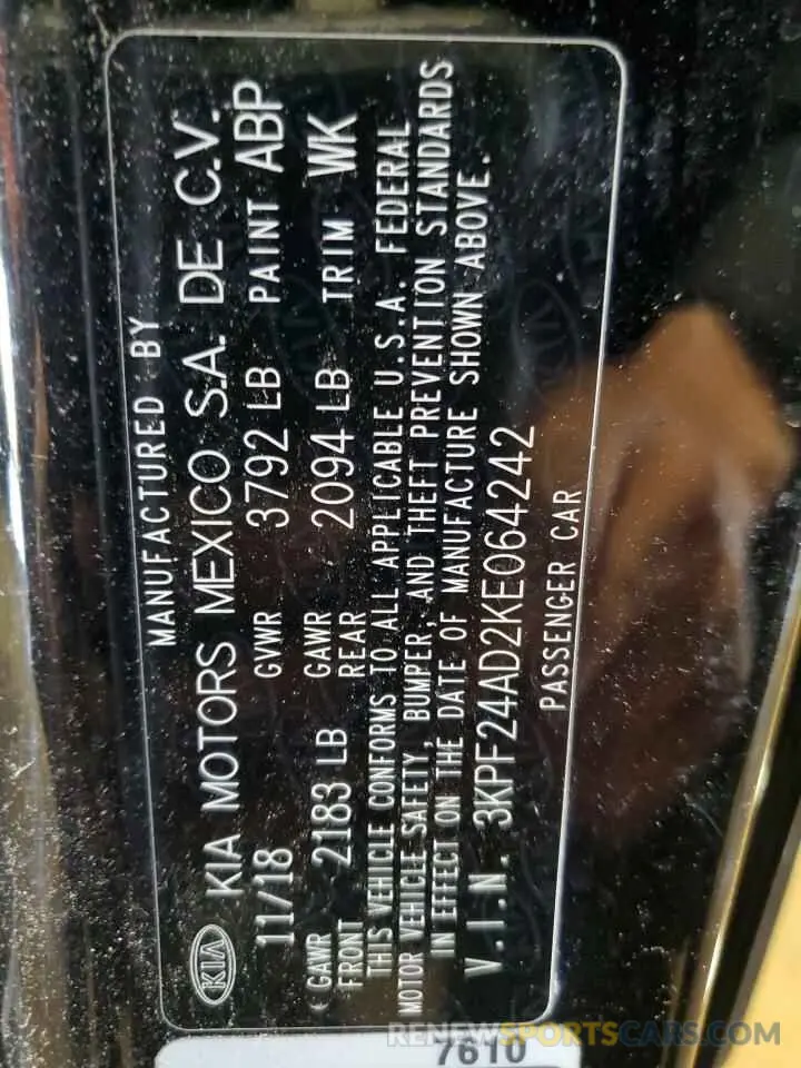 12 Photograph of a damaged car 3KPF24AD2KE064242 KIA FORTE 2019