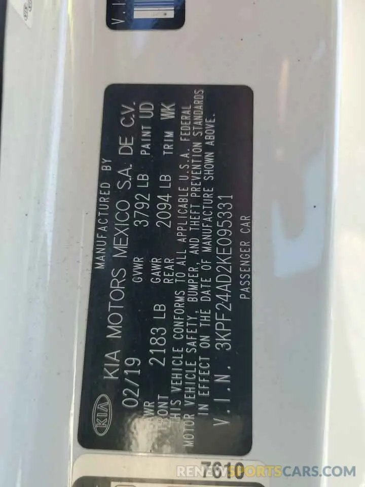 12 Photograph of a damaged car 3KPF24AD2KE095331 KIA FORTE 2019