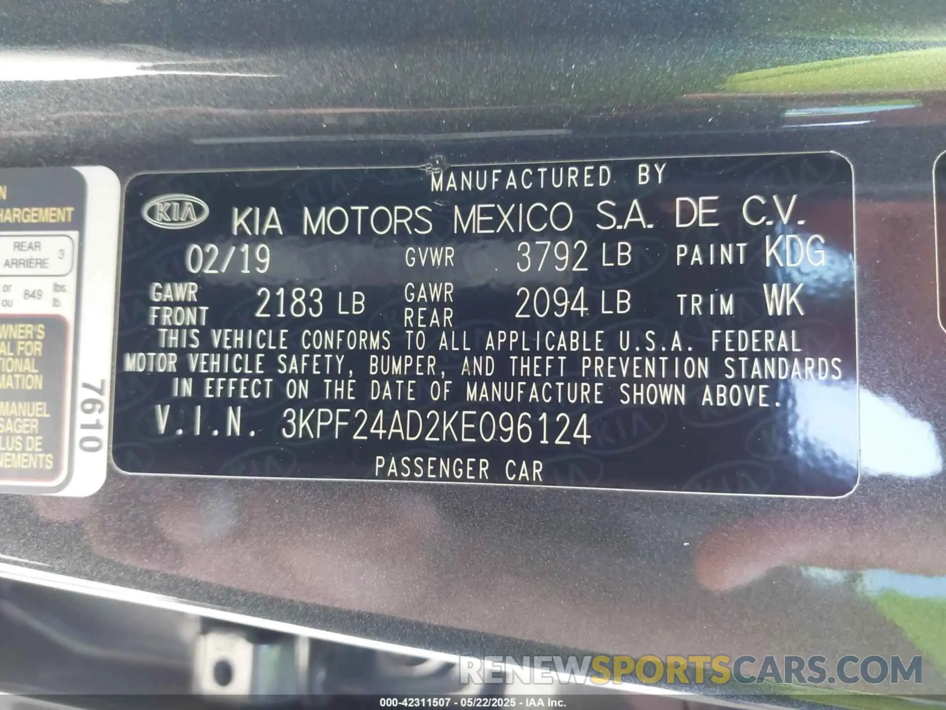 9 Photograph of a damaged car 3KPF24AD2KE096124 KIA FORTE 2019