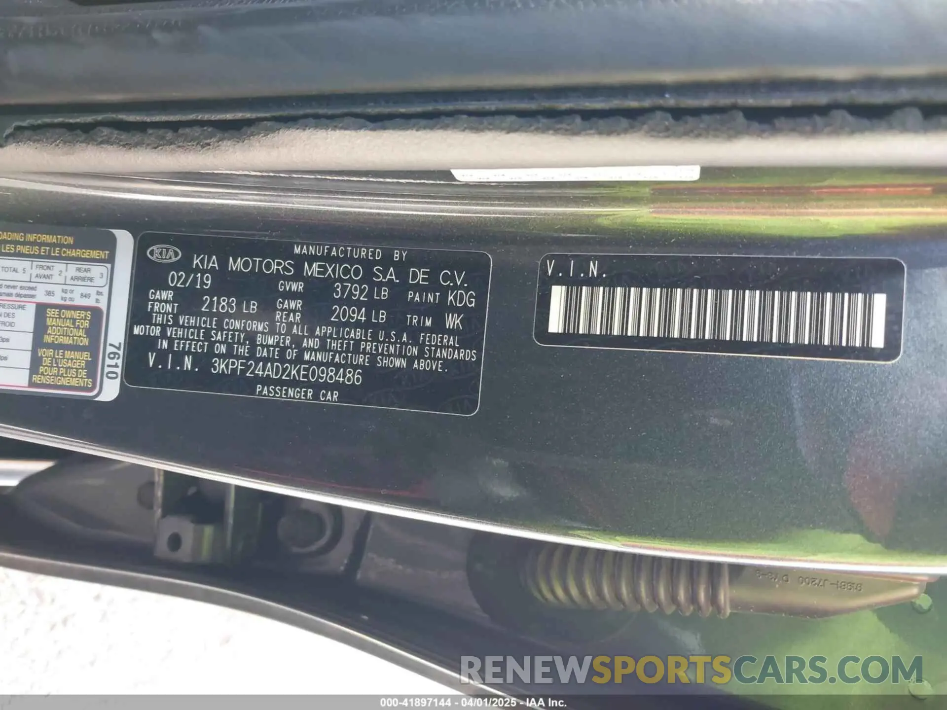 9 Photograph of a damaged car 3KPF24AD2KE098486 KIA FORTE 2019