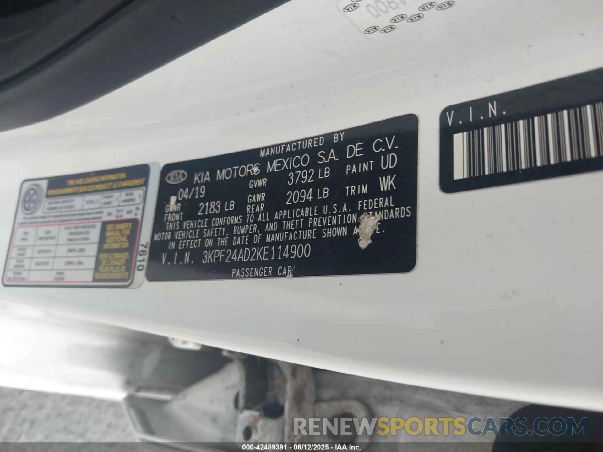 9 Photograph of a damaged car 3KPF24AD2KE114900 KIA FORTE 2019