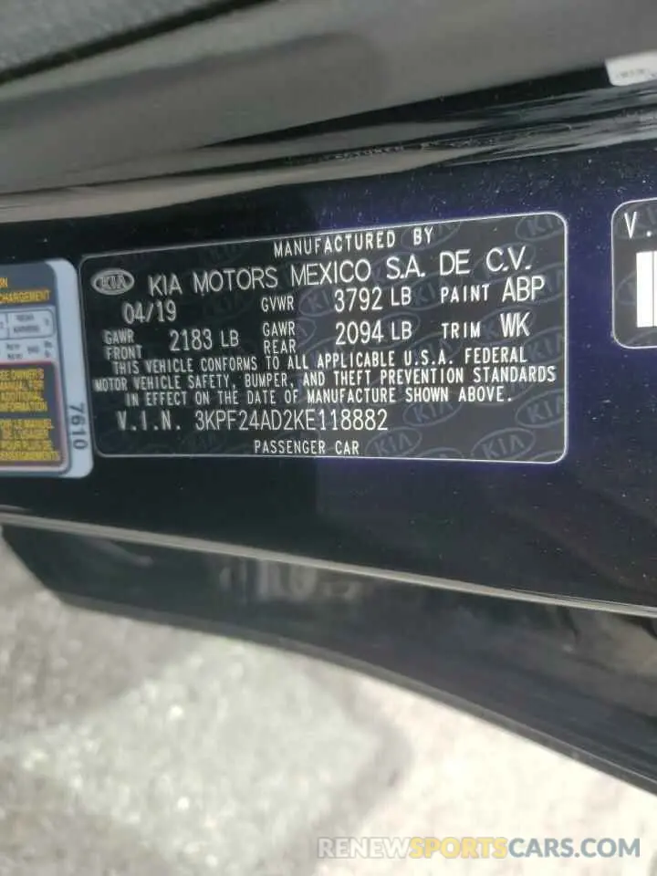 13 Photograph of a damaged car 3KPF24AD2KE118882 KIA FORTE 2019
