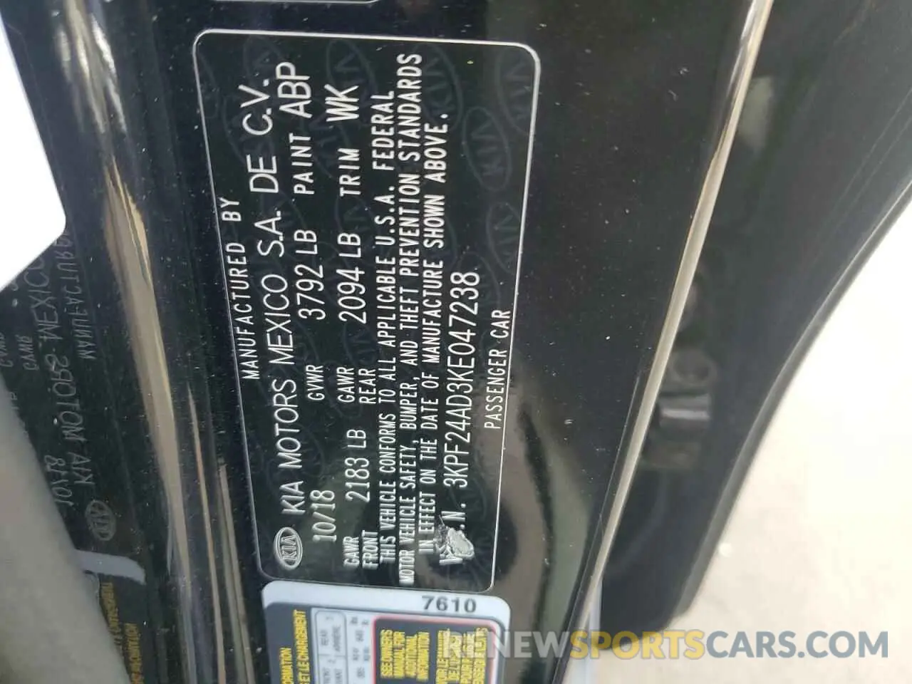 12 Photograph of a damaged car 3KPF24AD3KE047238 KIA FORTE 2019