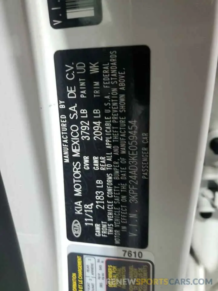 13 Photograph of a damaged car 3KPF24AD3KE059454 KIA FORTE 2019