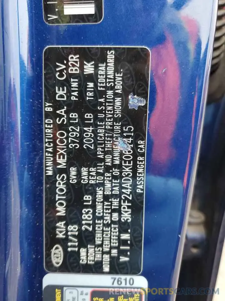 12 Photograph of a damaged car 3KPF24AD3KE061415 KIA FORTE 2019