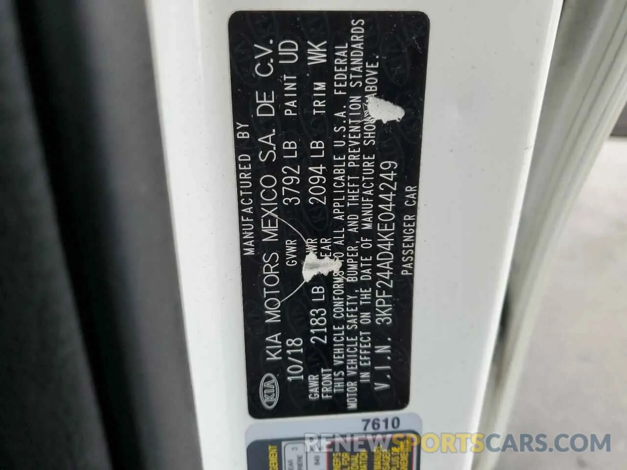 13 Photograph of a damaged car 3KPF24AD4KE044249 KIA FORTE 2019