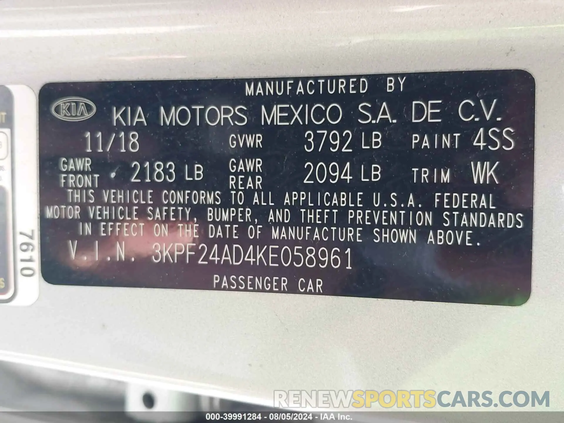 9 Photograph of a damaged car 3KPF24AD4KE058961 KIA FORTE 2019