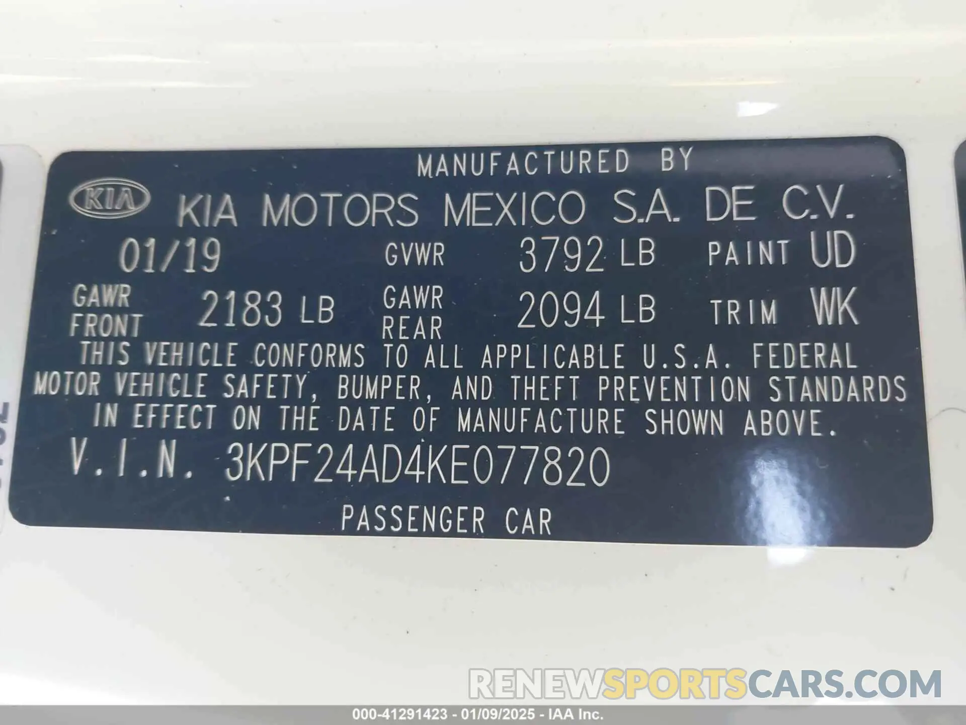 9 Photograph of a damaged car 3KPF24AD4KE077820 KIA FORTE 2019