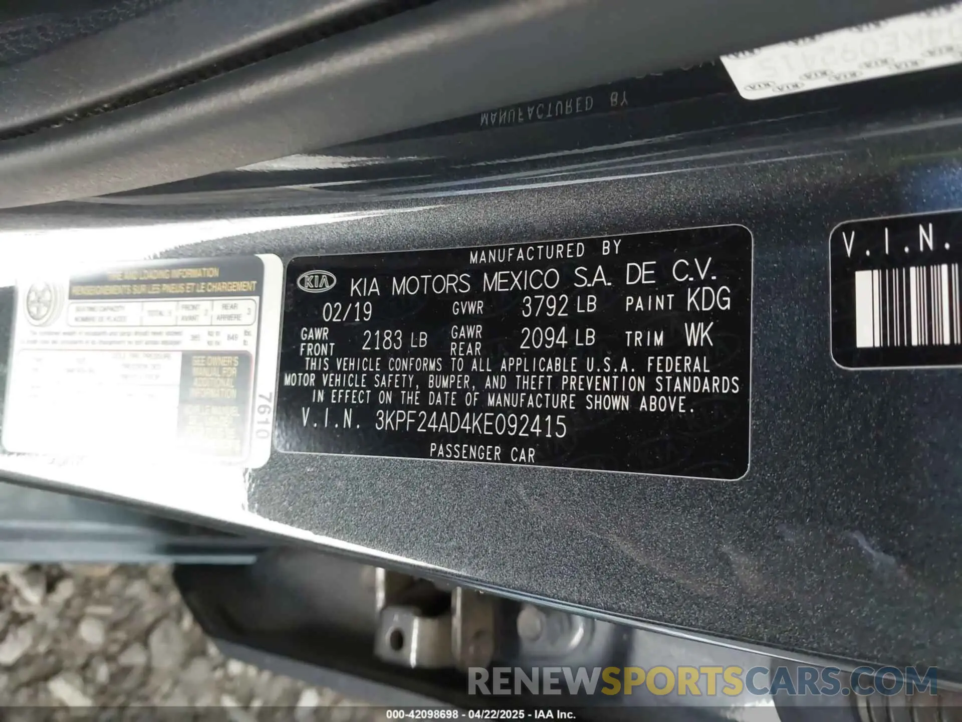 9 Photograph of a damaged car 3KPF24AD4KE092415 KIA FORTE 2019