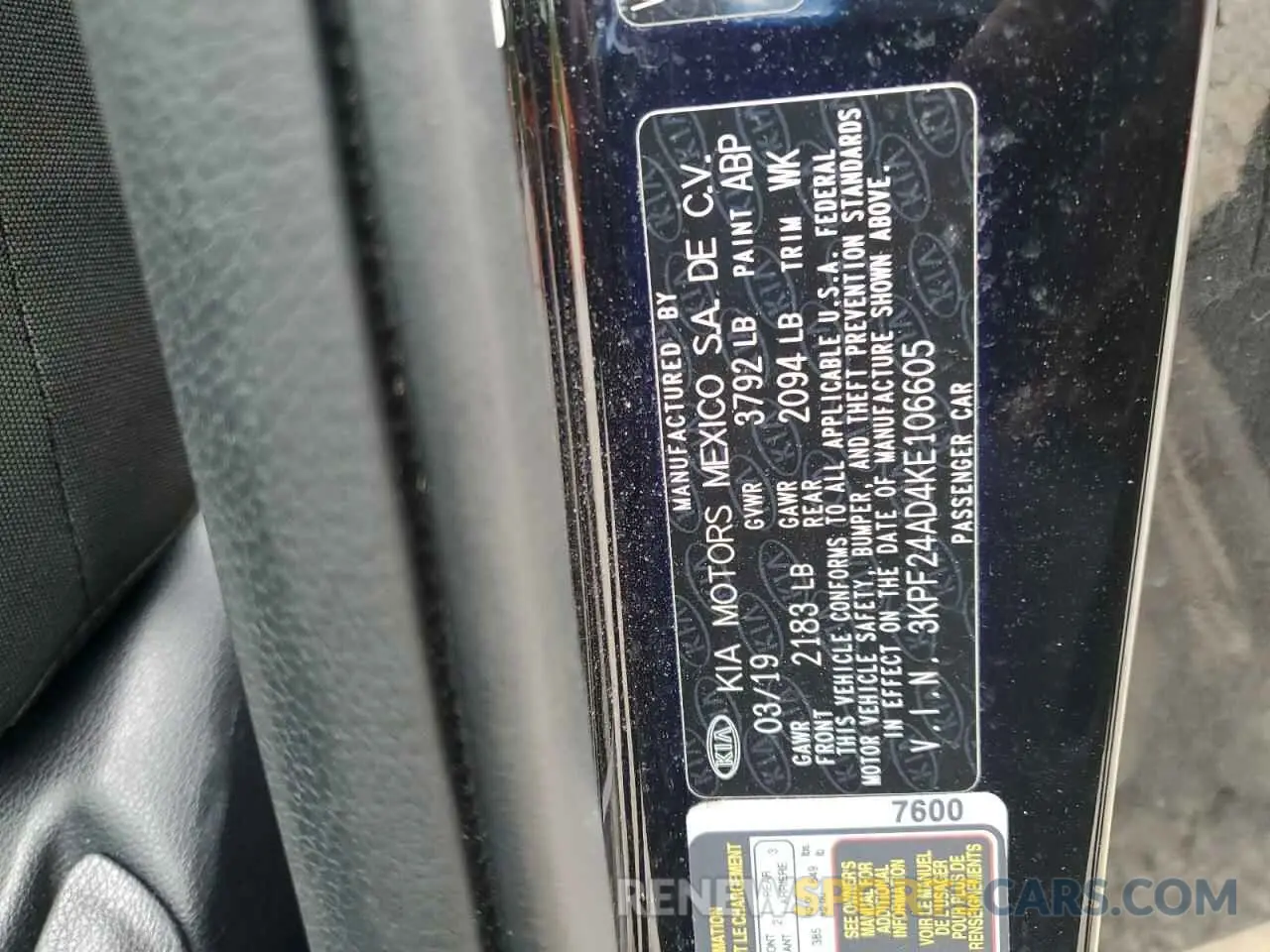 12 Photograph of a damaged car 3KPF24AD4KE106605 KIA FORTE 2019