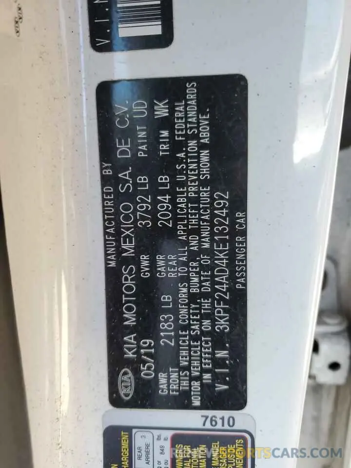 14 Photograph of a damaged car 3KPF24AD4KE132492 KIA FORTE 2019
