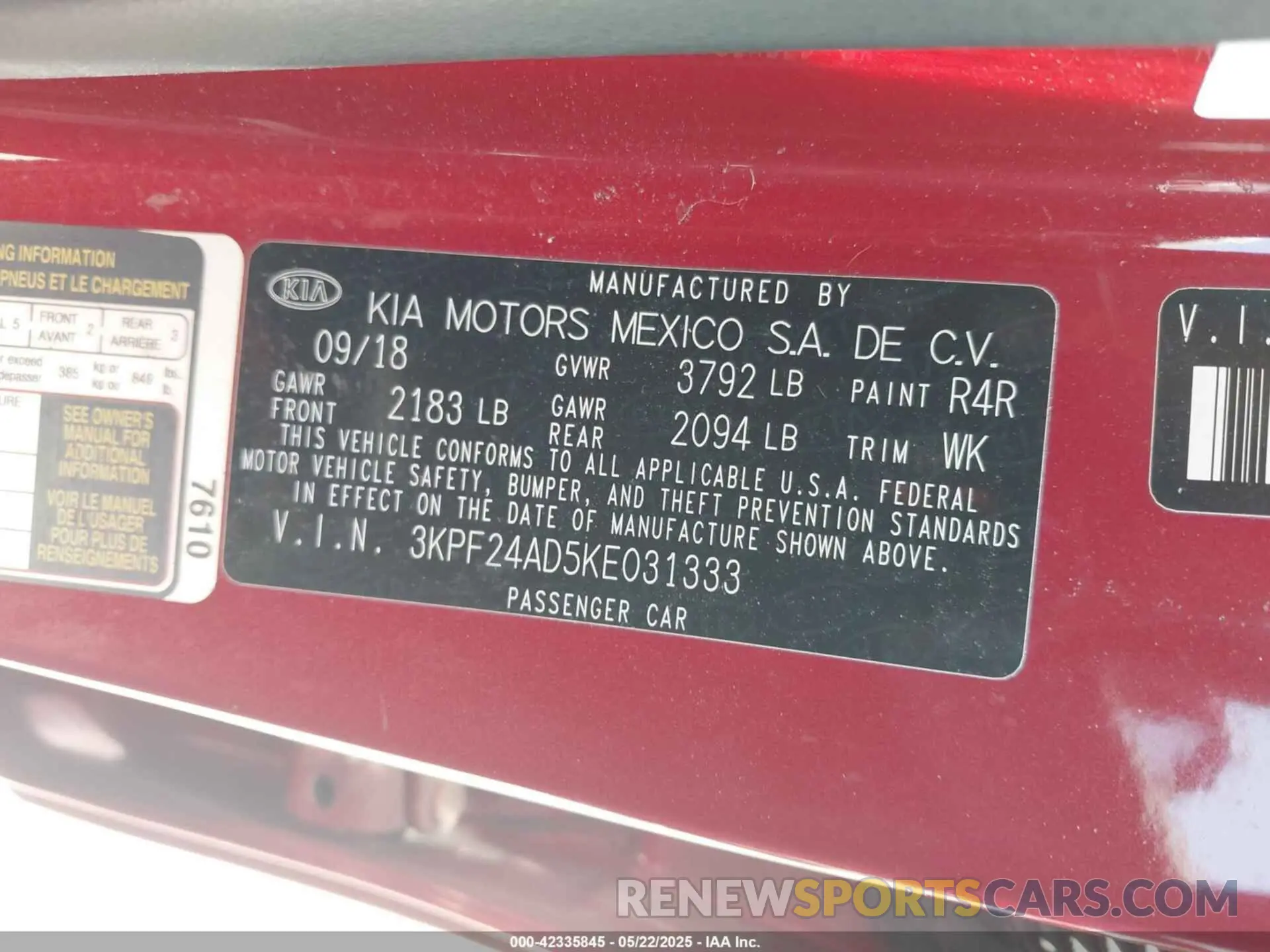 9 Photograph of a damaged car 3KPF24AD5KE031333 KIA FORTE 2019