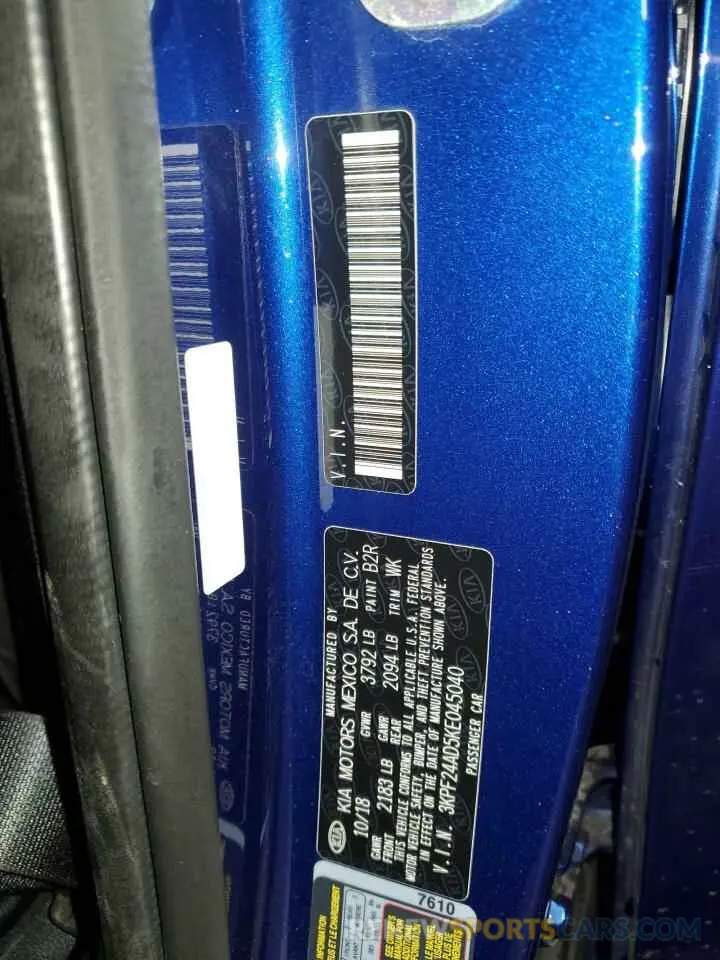 12 Photograph of a damaged car 3KPF24AD5KE045040 KIA FORTE 2019