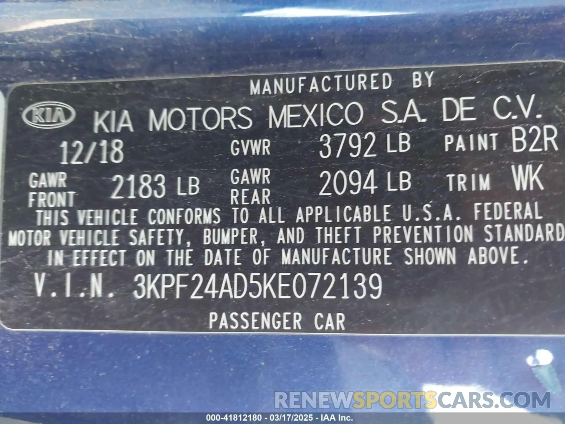 9 Photograph of a damaged car 3KPF24AD5KE072139 KIA FORTE 2019