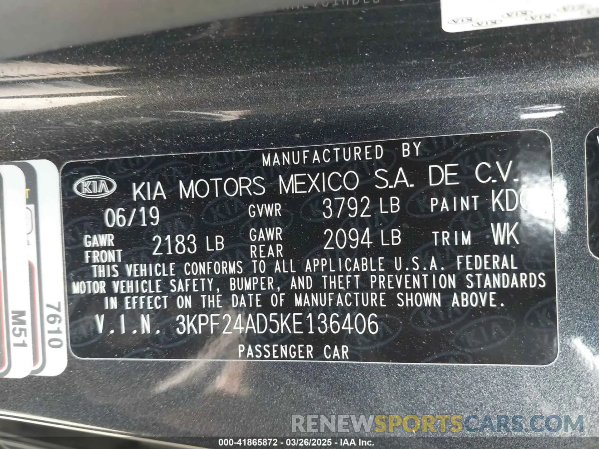 9 Photograph of a damaged car 3KPF24AD5KE136406 KIA FORTE 2019