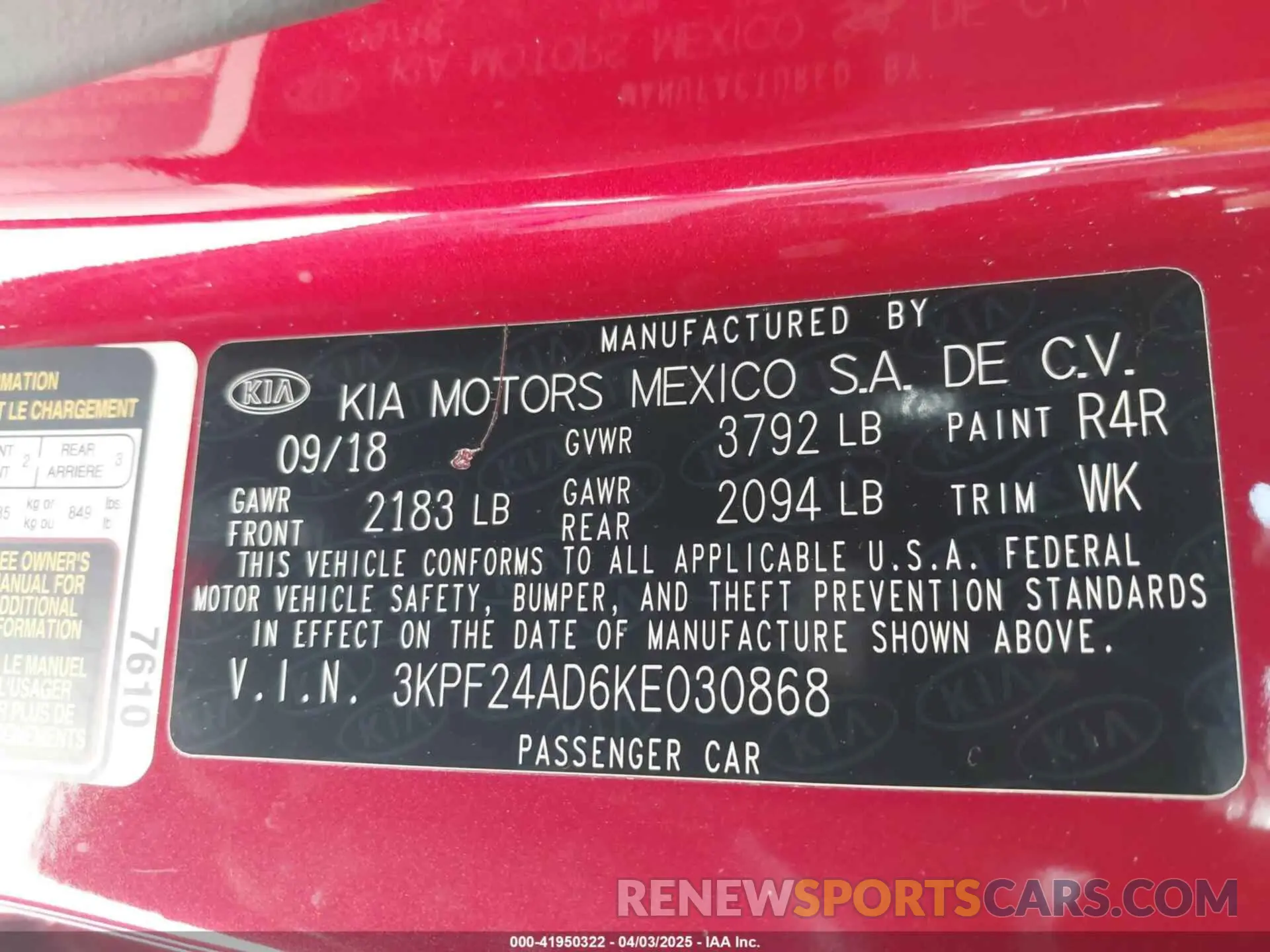 9 Photograph of a damaged car 3KPF24AD6KE030868 KIA FORTE 2019