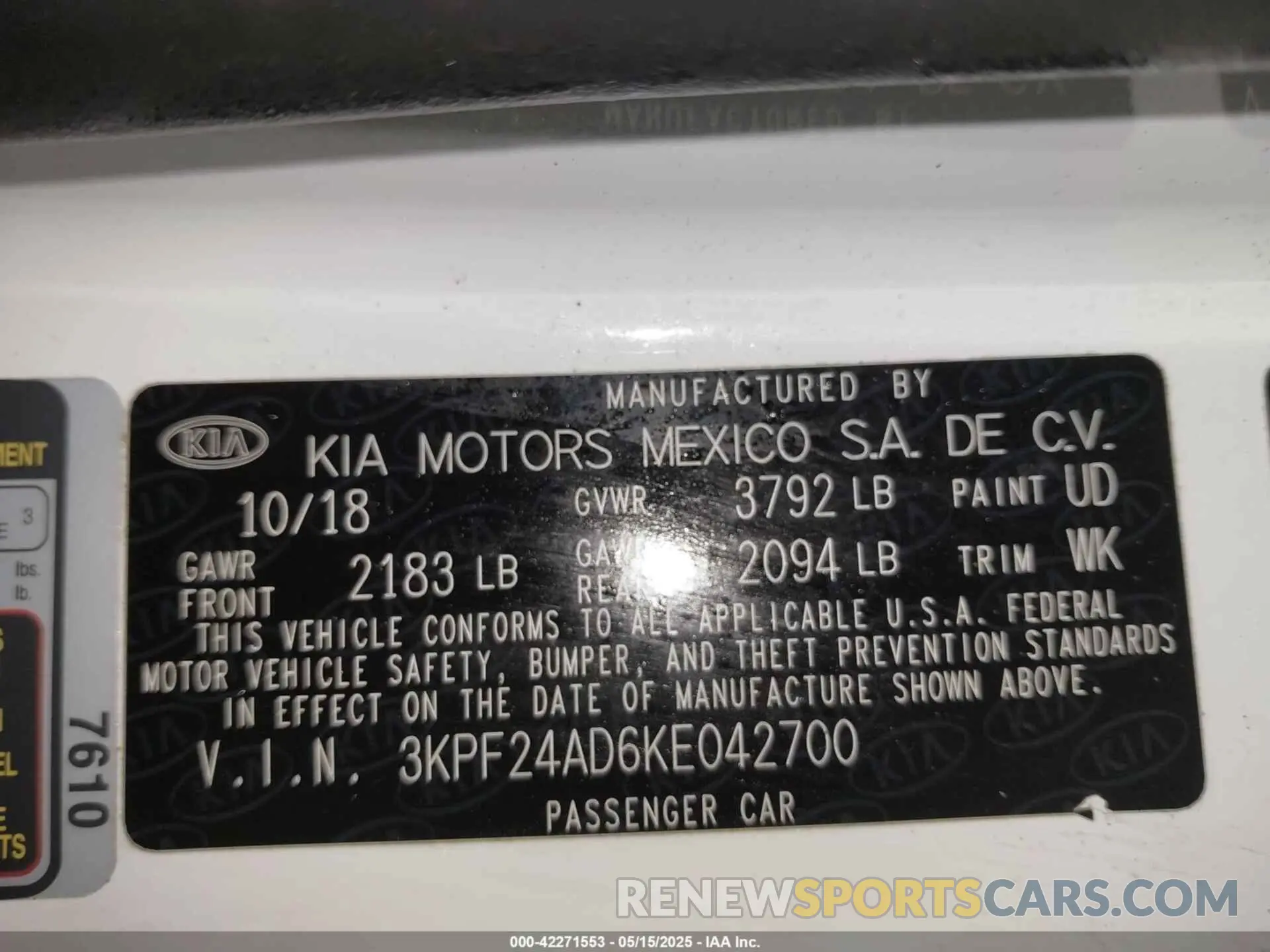 9 Photograph of a damaged car 3KPF24AD6KE042700 KIA FORTE 2019